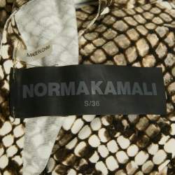 Pre Owned Norma Kamali White/Green Python Print Jersey Fishtail Maxi Dress S