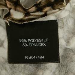 Pre Owned Norma Kamali White/Green Python Print Jersey Fishtail Maxi Dress S