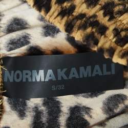 Norma Kamali Brown Leopard Printed Jersey Wide Leg Pants S 
