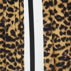 Norma Kamali Brown Leopard Printed Jersey Wide Leg Pants S 