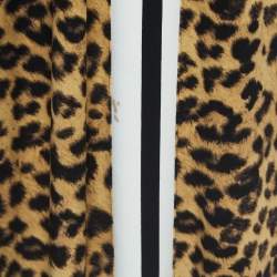 Norma Kamali Brown Leopard Printed Jersey Wide Leg Pants S 