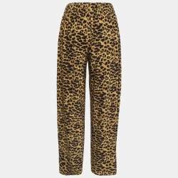 Norma Kamali Brown Leopard Printed Jersey Wide Leg Pants S 