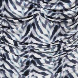Norma Kamali White Chevron Zebra Print Jersey Bill Mio Swimsuit XL