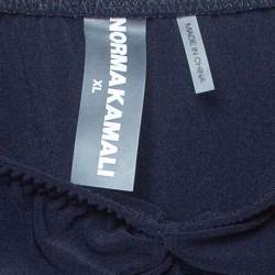 Norma Kamali Navy Blue Gathered Jersey Bill Mio Swimsuit XL