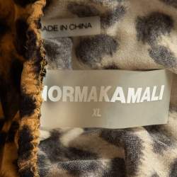 Norma Kamali Gold Leopard Print Jersey Bill Mio Swimsuit XL