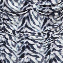 Norma Kamali White/Blue Chevron Zebra Print Jersey Halter Slinky Marissa Swimsuit XL