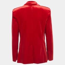 Norma Kamali Red Velvet Single Breasted Blazer M