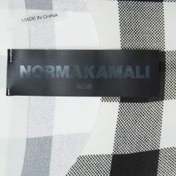 Pre Owned Norma Kamali Black/White Checked Jersey Fishtail Midi Dress M