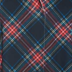Norma Kamali Multicolor Plaid Jersey Peplum Jacket L