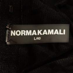 Pre Owned Norma Kamali Black Textured Semi-Sheer Lace Rectangle Jog Jumpsuit L