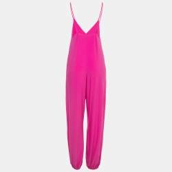 Norma Kamali Pink Lycra Slip Jog Jumpsuit L