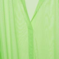 Norma Kamali Green Tulle Hi Low Sheer Oversized Shirt M