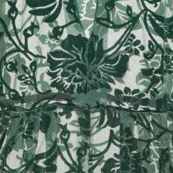 Norma Kamali Green Floral Pattern Tulle and Velvet  Jog Jumpsuit M