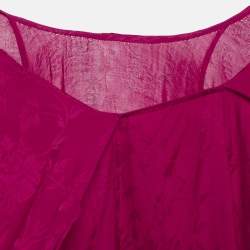 مملوكة مسبقًا Not So Serious Pink Floral Jacquard Feather Embellished Jacket and Dress Set S