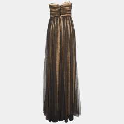 Pre Owned Notte By Marchesa Black Tulle Double Layered Strapless Maxi Dress M