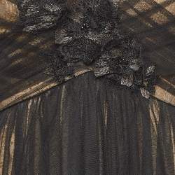 Pre Owned Notte By Marchesa Black Tulle Double Layered Strapless Maxi Dress M