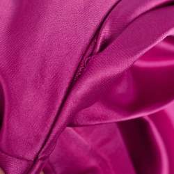 Notte By Marchesa Fuchsia Pink Duchess Satin Floral Applique One Shoulder Gown M