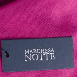 Notte By Marchesa Fuchsia Pink Duchess Satin Floral Applique One Shoulder Gown M