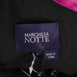 Notte By Marchesa Fuchsia Pink Duchess Satin Floral Applique One Shoulder Gown M