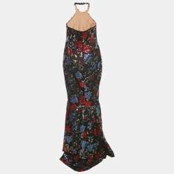 مملوكة مسبقًا Notte By Marchesa Black Sequin Tulle Halter Neck Gown L