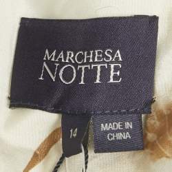 Pre Owned Notte By Marchesa Beige Leaf Appliqué Tulle Tiered Midi Dress XL