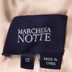 Notte by Marchesa Navy Blue And Purple Rose Embroidered Gown L