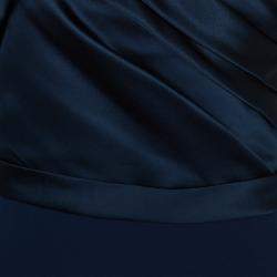 مملوكة مسبقًا Notte By Marchesa Navy Blue Strapless Satin and Silk Dress L