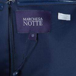مملوكة مسبقًا Notte By Marchesa Navy Blue Strapless Satin and Silk Dress L