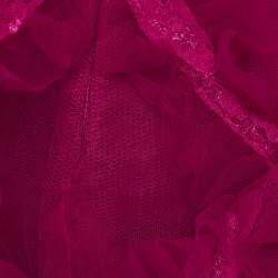 مملوكة مسبقًا Notte By Marchesa Pink Tulle Ruffle Detailed Sleeveless Gown M