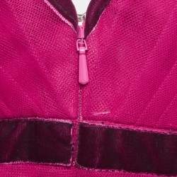 مملوكة مسبقًا Notte By Marchesa Pink Tulle Ruffle Detailed Sleeveless Gown M