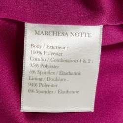Notte By Marchesa Pink/Black Floral Embroidered Crepe High-Low Gown S