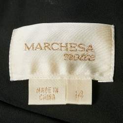 Pre Owned Notte By Marchesa Black Embroidered Tulle Mermaid Gown XL