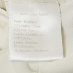 Pre Owned Notte By Marchesa White Floral Print Cotton Blend Strapless High -Low Gown M 