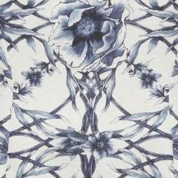 Pre Owned Notte By Marchesa White Floral Print Cotton Blend Strapless High -Low Gown M 