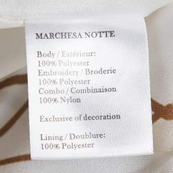 Pre Owned Notte By Marchesa White Printed Tulle Tiered Midi Dress L