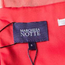 مملوكة مسبقًا Notte By Marchesa Scarlet Red Embroidered Lace Peplum Dress M