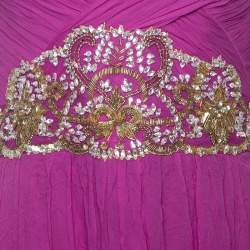 Notte By Marchesa Magenta Embellished Chiffon Draped Grecian Gown S