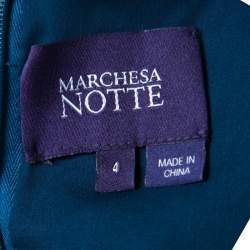Notte by Marchesa Peacock Blue Embellished Silk Maxi Dress S