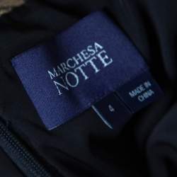 Pre Owned Notte by Marchesa Black Silk Lurex Floral Embroidered Evening Gown S