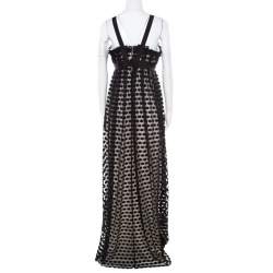 Notte By Marchesa Black Polka Dotted Tulle Bow Detail Gown M