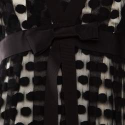 Notte By Marchesa Black Polka Dotted Tulle Bow Detail Gown M