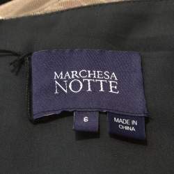 Pre Owned Notte By Marchesa Black and Gold Floral Lace Applique Dress M