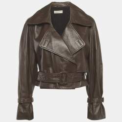 Pre Owned Nour Hammour Brown Leather Jacket S