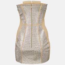 مملوكة مسبقًا فستان نو بيج مزين بأحجار الراين جيرسي بدون حمالات ميني مقاس صغير