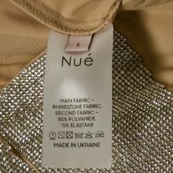 مملوكة مسبقًا فستا ن نو بيج مزين بأحجار الراين جيرسي بدون حمالات ميني مقاس صغير