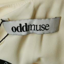 Pre Owned فستان ماكسي طيات زبدة كريمة كريب ذا ألتيميت موز درايف أودميوز مقاس صغير جداً