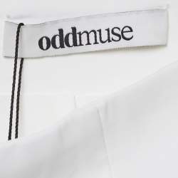 Pre Owned بنطلون أودميوز كريب أبيض بكمر عالي وواسع الساق مقاس صغير (سمول)