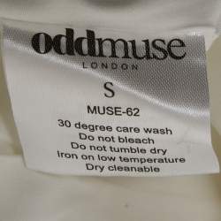 Pre Owned بنطلون أودميوز كريب أبيض بكمر عالي وواسع الساق مقاس صغير (سمول)