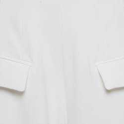 Pre Owned بنطلون أودميوز كريب أبيض بكمر عالي وواسع الساق مقاس صغير (سمول)