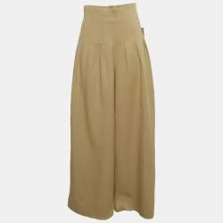 Pre Owned Oddmuse Dry Sage Gabardine Mix Cinched High Waist Trousers XS